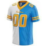 custom authentic split fashion football jersey light blue-white-yellow mesh