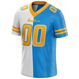 custom authentic split fashion football jersey yellow-white-light blue mesh