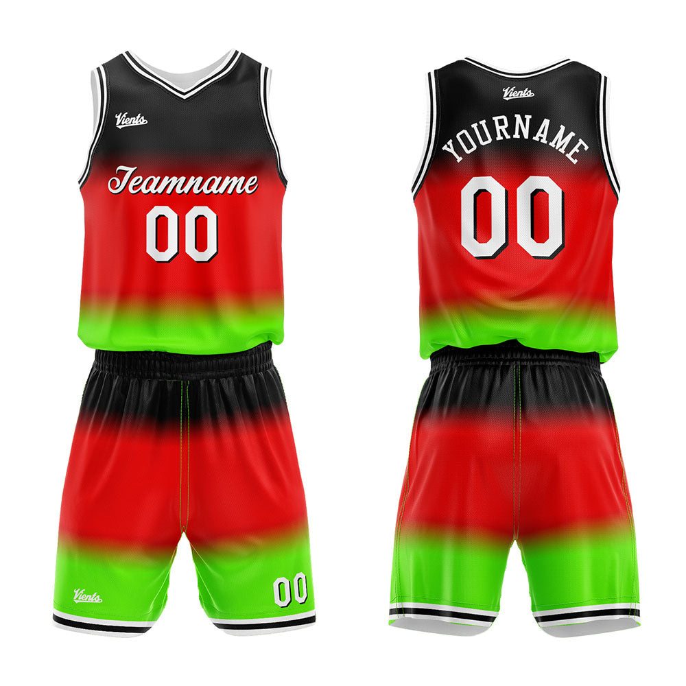 custom gradient basketball suit kids adults personalized jersey red