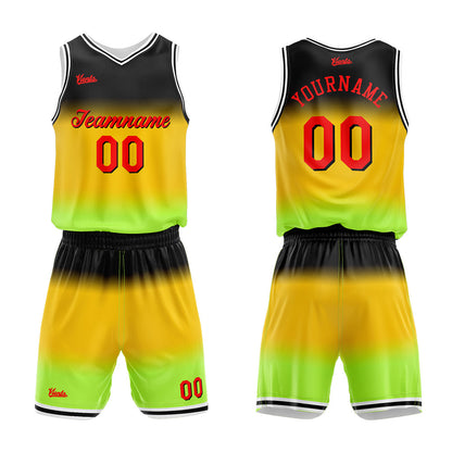 custom gradient basketball suit kids adults personalized jersey yellow