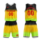 custom gradient basketball suit kids adults personalized jersey yellow