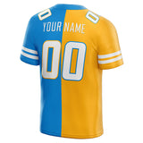 custom authentic split fashion football jersey light blue-yellow-white mesh
