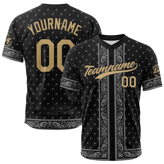 Custom Full Print Design Baseball Jersey Bandanna-Black
