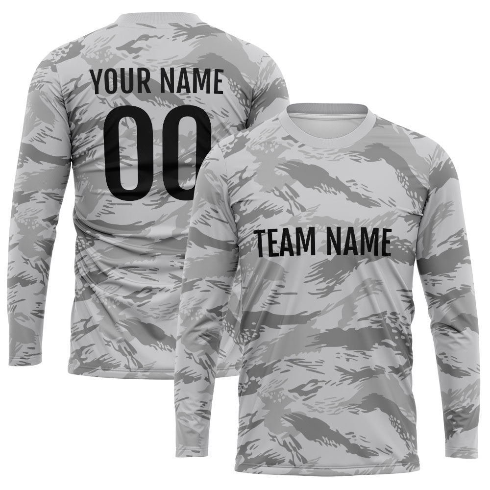 Custom Basketball Soccer Football Shooting Long T-Shirt for Adults and Kids Camouflage Gray