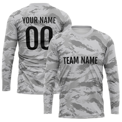 Custom Basketball Soccer Football Shooting Long T-Shirt for Adults and Kids Camouflage Gray