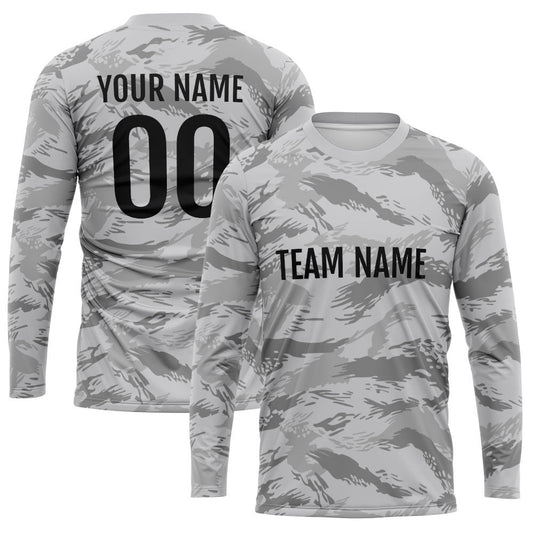 Custom Basketball Soccer Football Shooting Long T-Shirt for Adults and Kids Camouflage Gray