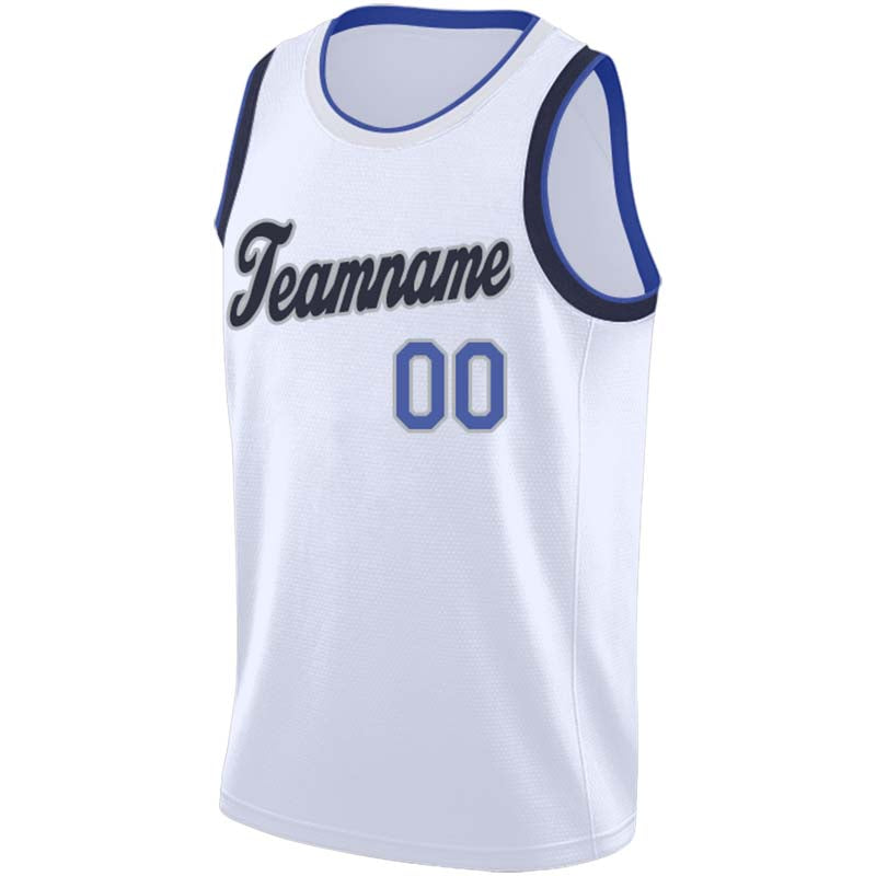 custom authentic  basketball jersey white-blue-gray-navy