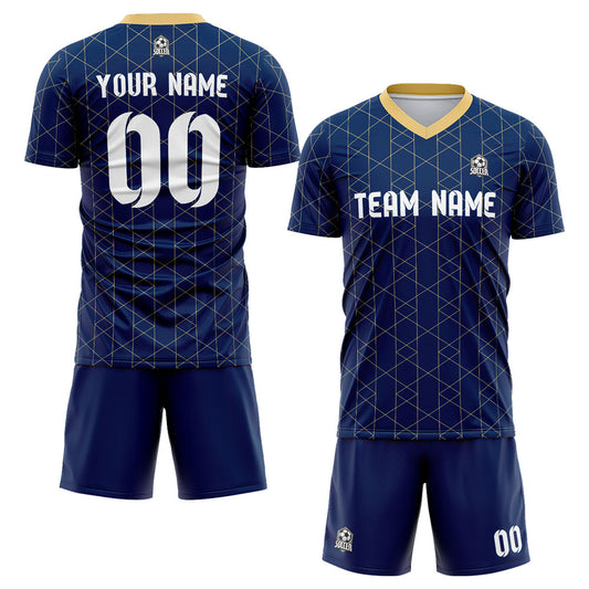 custom soccer set jersey kids adults personalized soccer blue