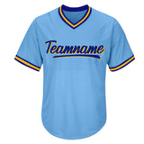custom baseball jersey light blue-royal-yellow