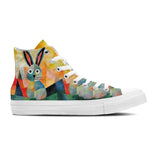 Bunny Elegance: Unleash Your Creativity with Central-High Canvas Shoes - Unisex Fashion Adorned with the Captivating Playfulness of Artistic Rabbit Prints