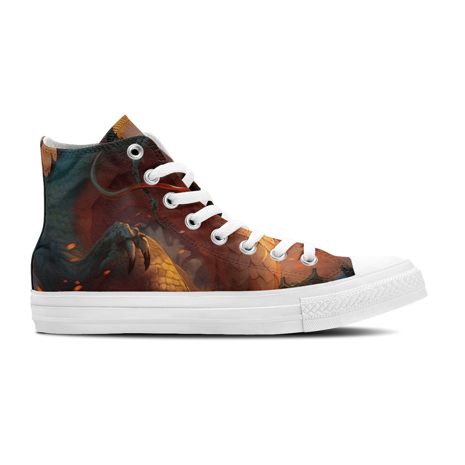 Elevate Your Style with Dragon-Inspired Mid-Top Canvas Shoes - Unisex Fashion Statement