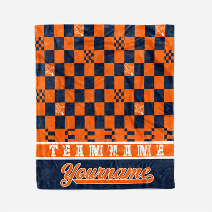 custom ultra-soft micro fleece blanket navy-orange