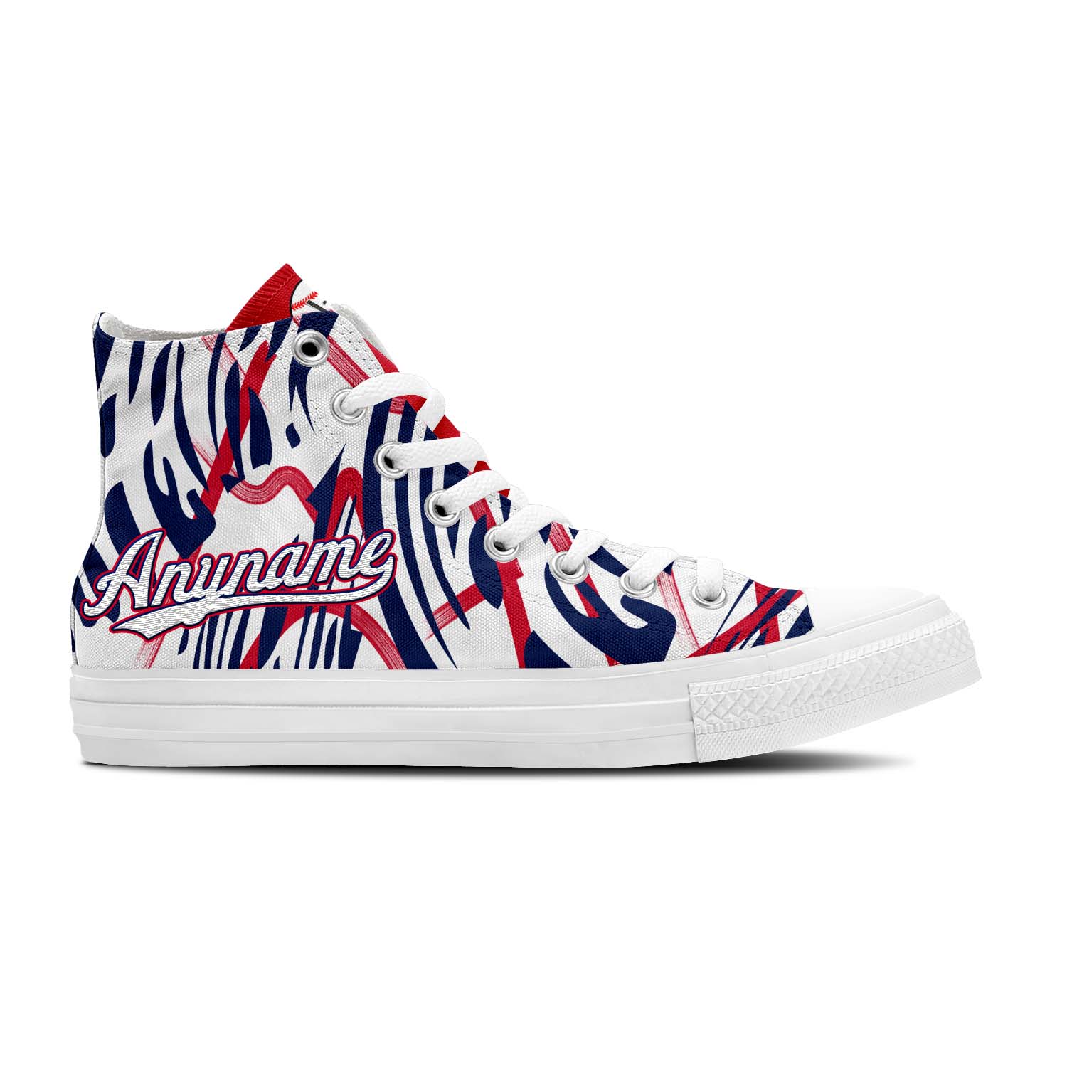 custom high top canvas shoes white-red-navy