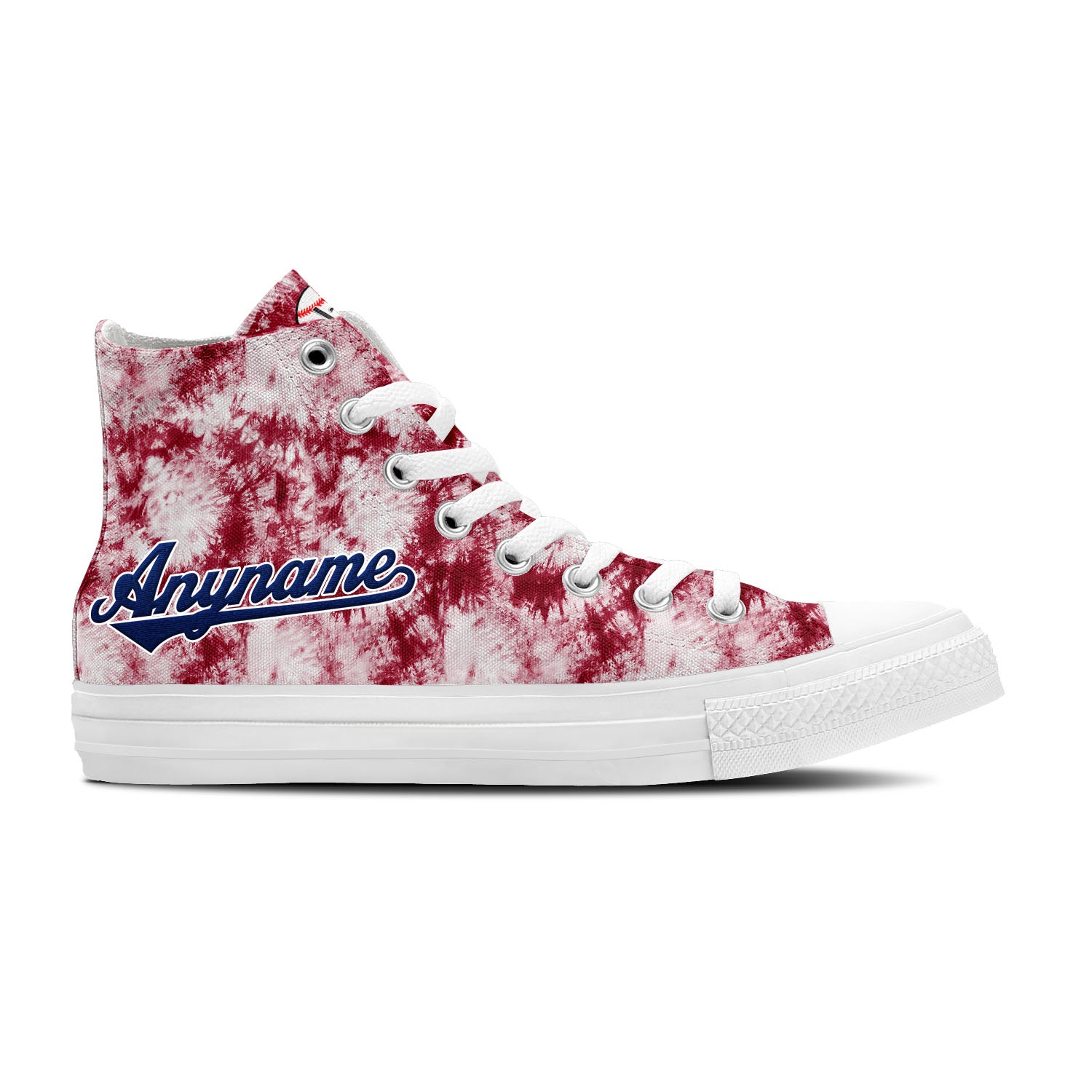 custom high top baseball canvas shoes white-red