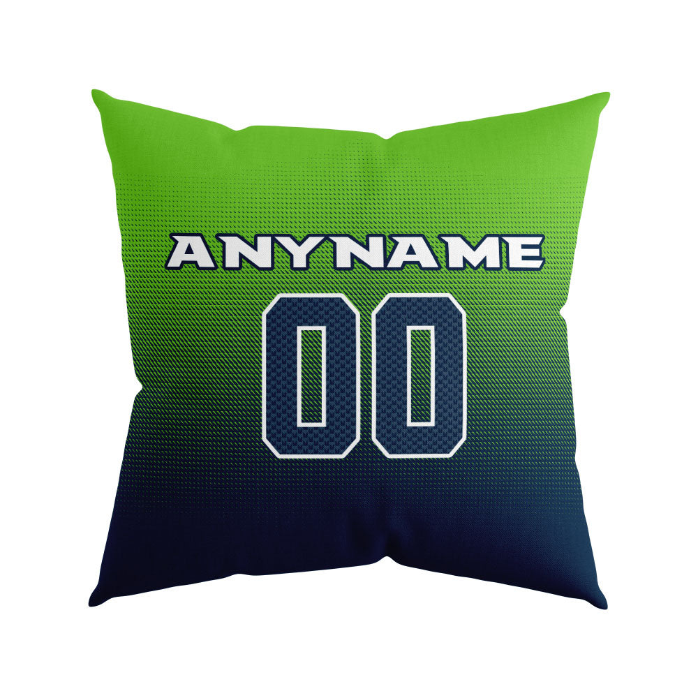 Custom Football Throw Pillow for Men Women Boy Gift Printed Your Personalized Name Number Navy&Neon Green&Gray