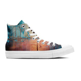 Ink Fusion: Unisex Mid-Top Canvas Shoes - Dive into Dripping Art with Dynamic Dragonfly Designs for Men and Women