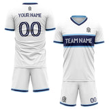 custom soccer set jersey kids adults personalized soccer white-navy