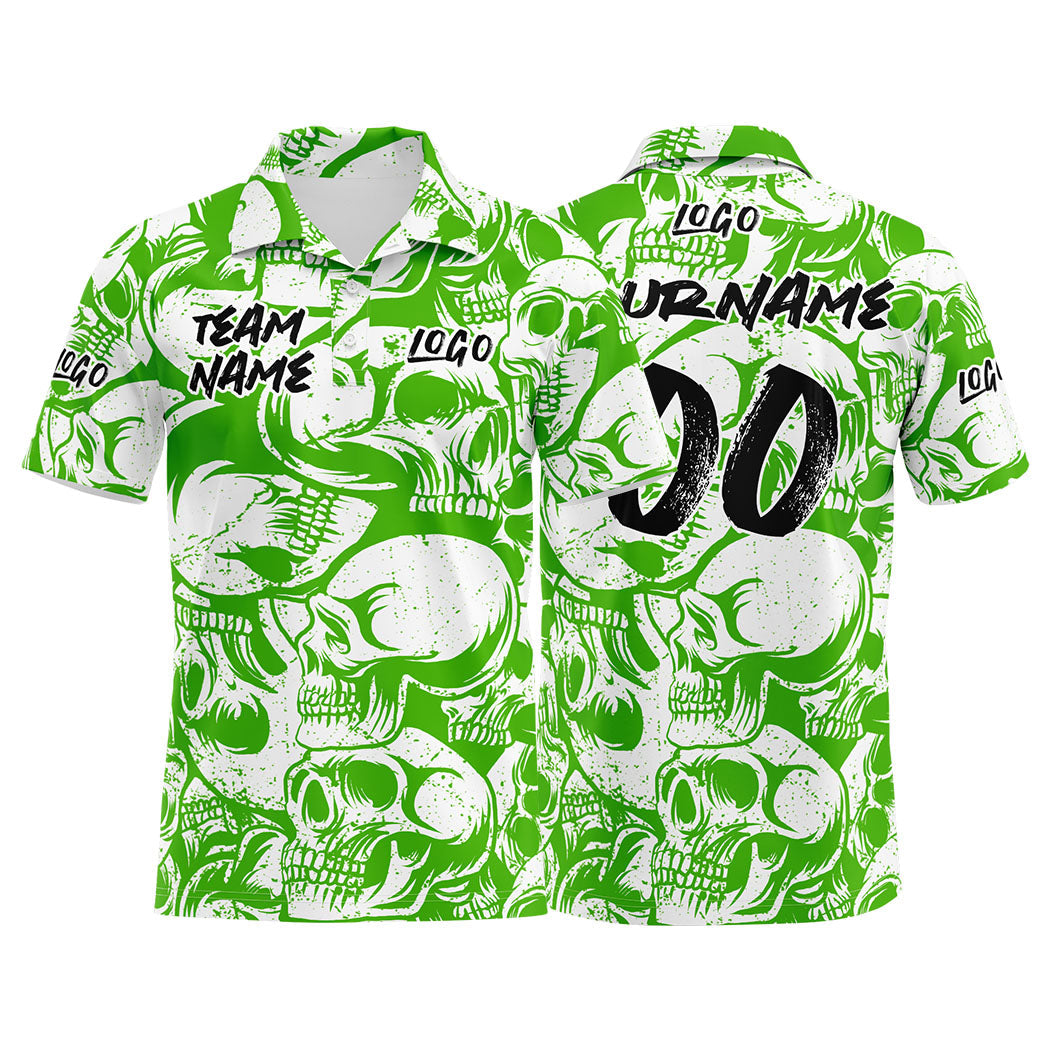 Custom Football Polo Shirts  Add Your Unique Logo/Name/Number Green&White