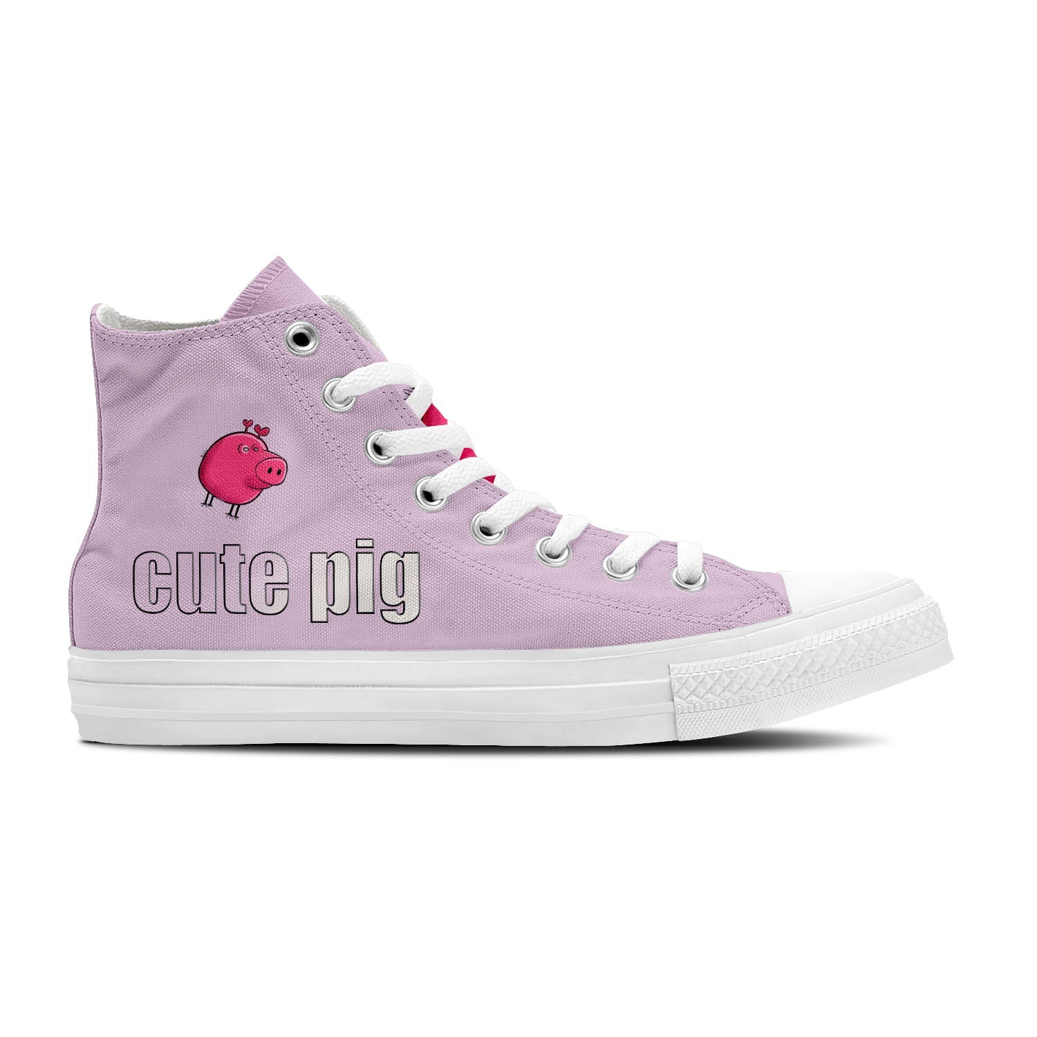 Adorable Oink: Step into Cuteness with our Mid-Top Canvas Shoes featuring Playful Piglet Drawings – Fun Fashion for Men and Women
