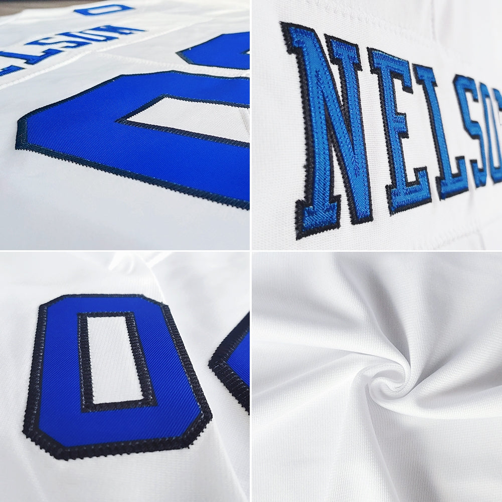 custom authentic football jersey white blue-gray mesh