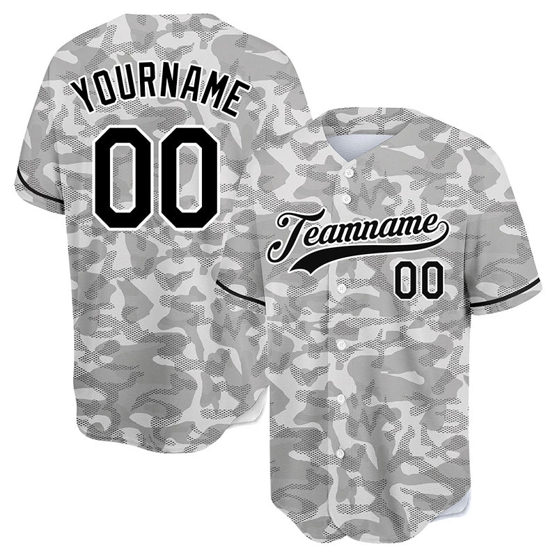 custom full print design authentic gray camouflage baseball jersey
