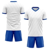 custom soccer set jersey kids adults personalized soccer white-blue