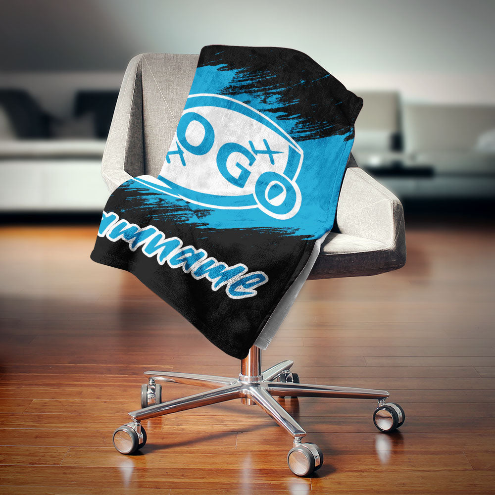 custom ultra-soft micro fleece blanket black-light blue