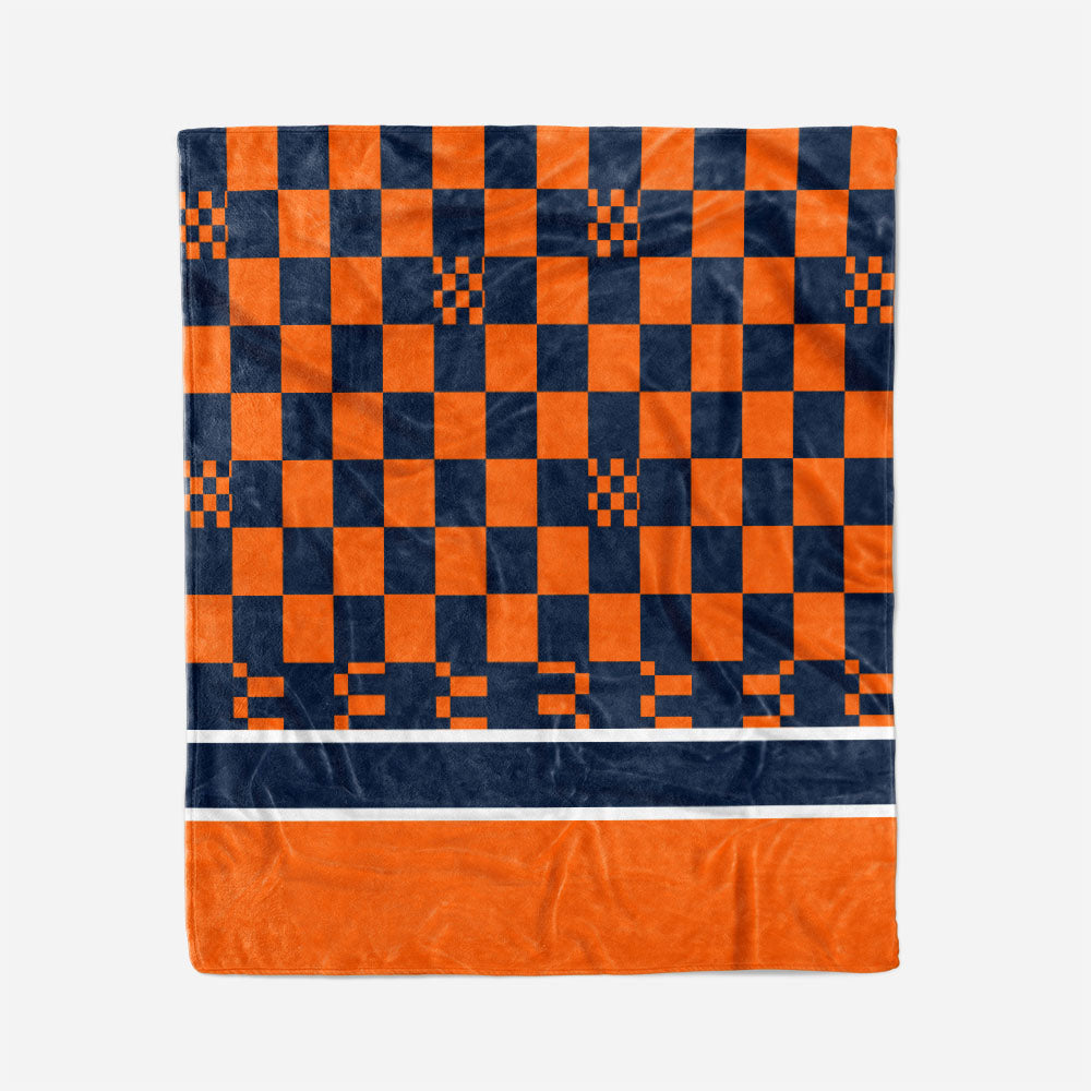 custom ultra-soft micro fleece blanket orange-navy