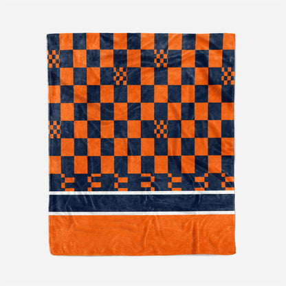 custom ultra-soft micro fleece blanket orange-navy