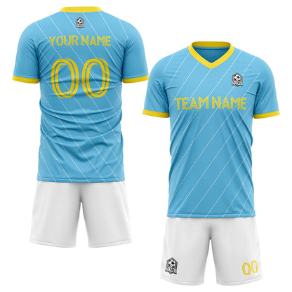 custom soccer set jersey kids adults personalized soccer blue