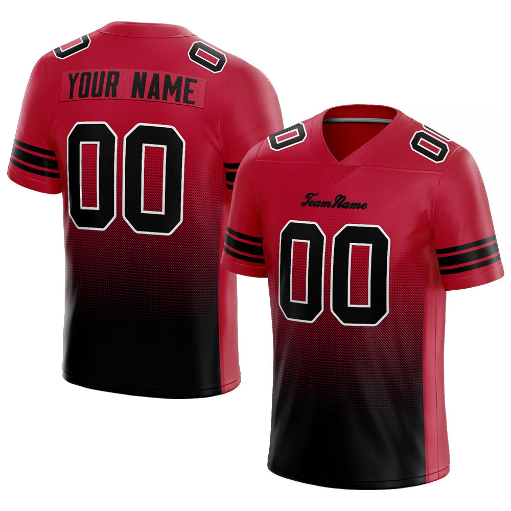 custom authentic gradient fashion football jersey red-black