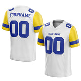 customized authentic football jersey white blue-yellow mesh