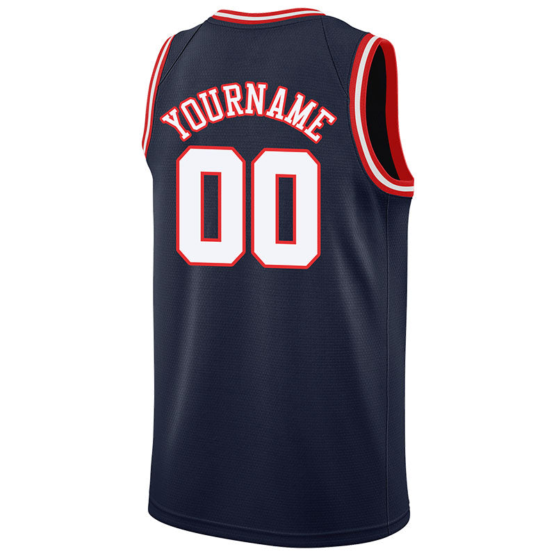 custom authentic  basketball jersey navy-white-red