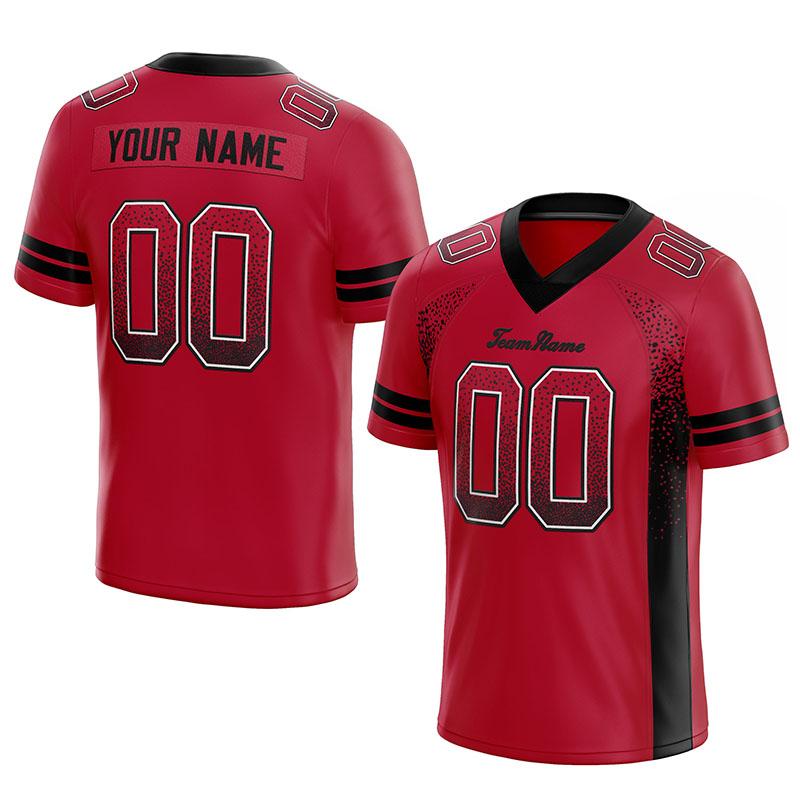 custom authentic drift fashion football jersey red-black mesh
