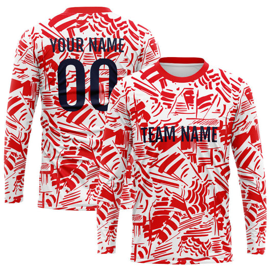 Custom Basketball Soccer Football Shooting Long T-Shirt for Adults and Kids Red