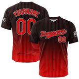 Custom Full Print Design  Baseball Jersey Black-Red