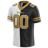 custom authentic split fashion football jersey black-white-gold