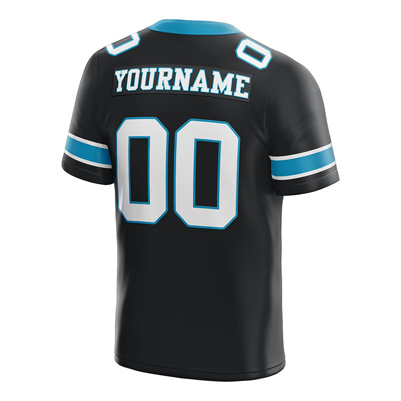 customized  authentic football jersey black white-panther blue mesh