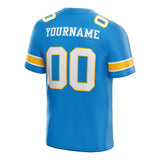 customized  authentic football jersey powder blue white -yellow mesh