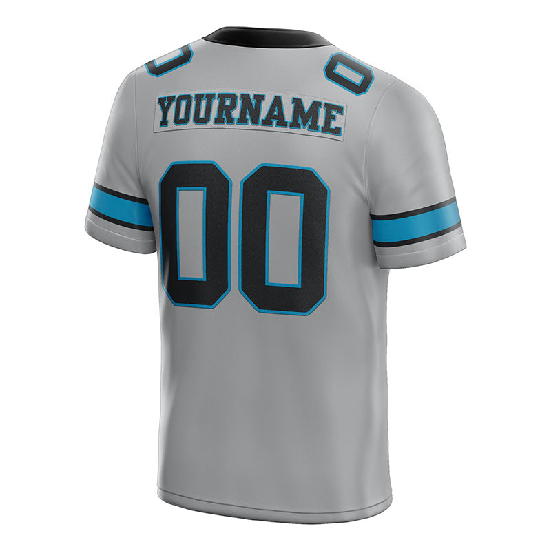 customized  authentic football jersey white black -panther blue mesh