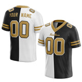 custom authentic split fashion football jersey black-white-gold