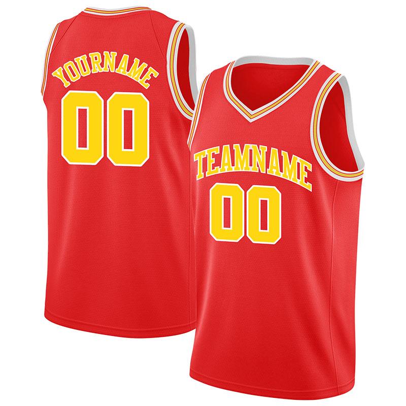 custom authentic  basketball jersey red-yellow-white