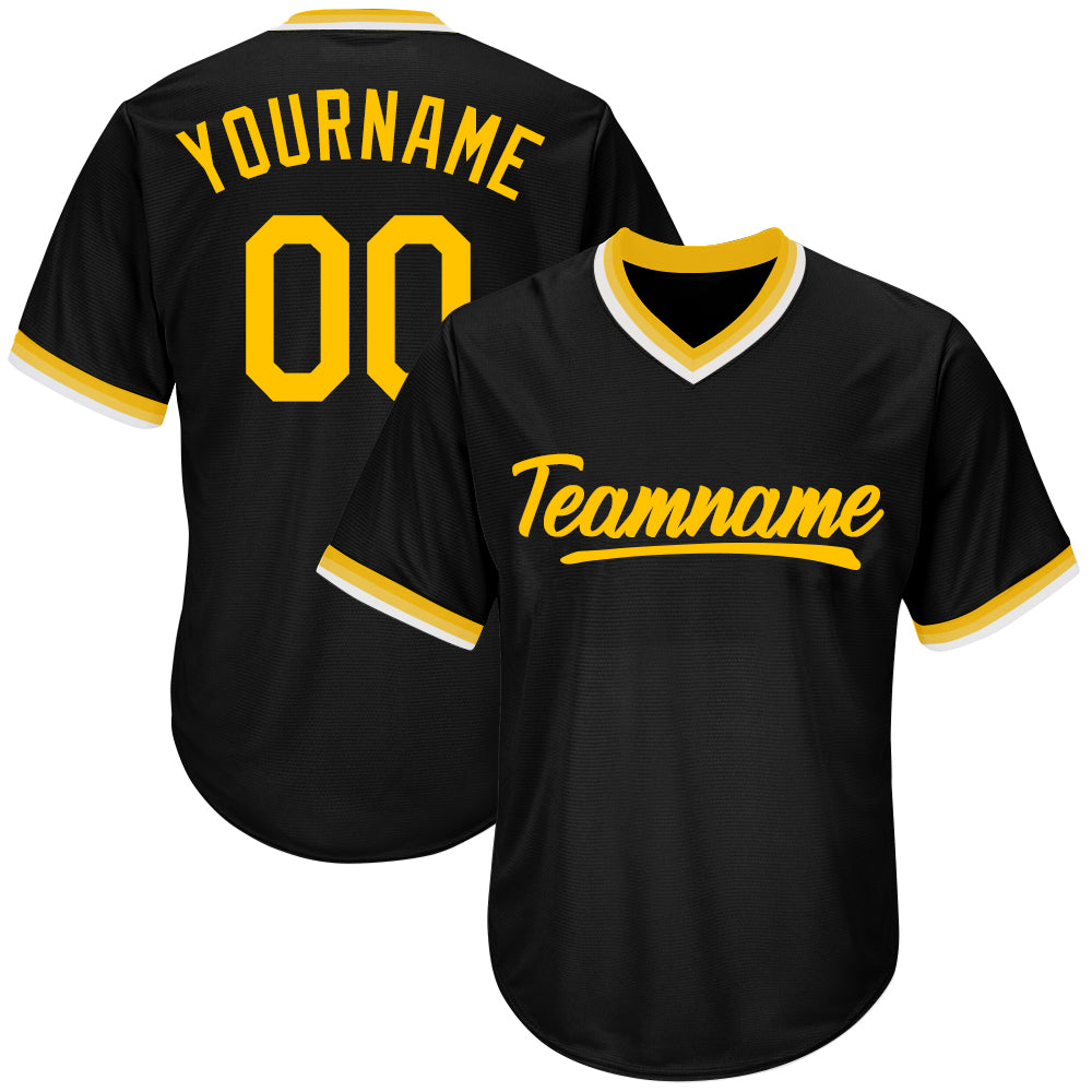 custom baseball jersey black-yellow