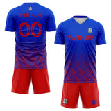 custom soccer set jersey kids adults personalized soccer blue-red