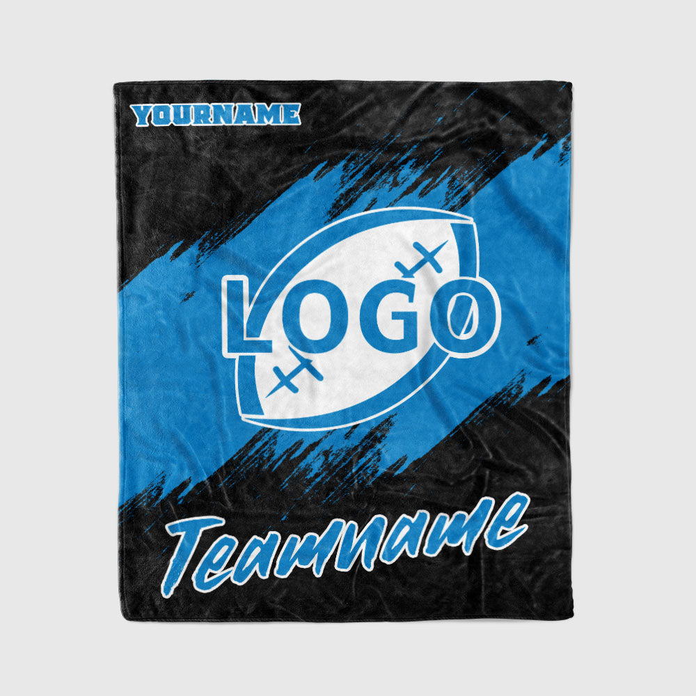custom ultra-soft micro fleece blanket black-light blue