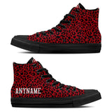 custom high top baketball canvas shoes red-black