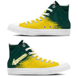 custom high top baseball canvas shoes yellow-green