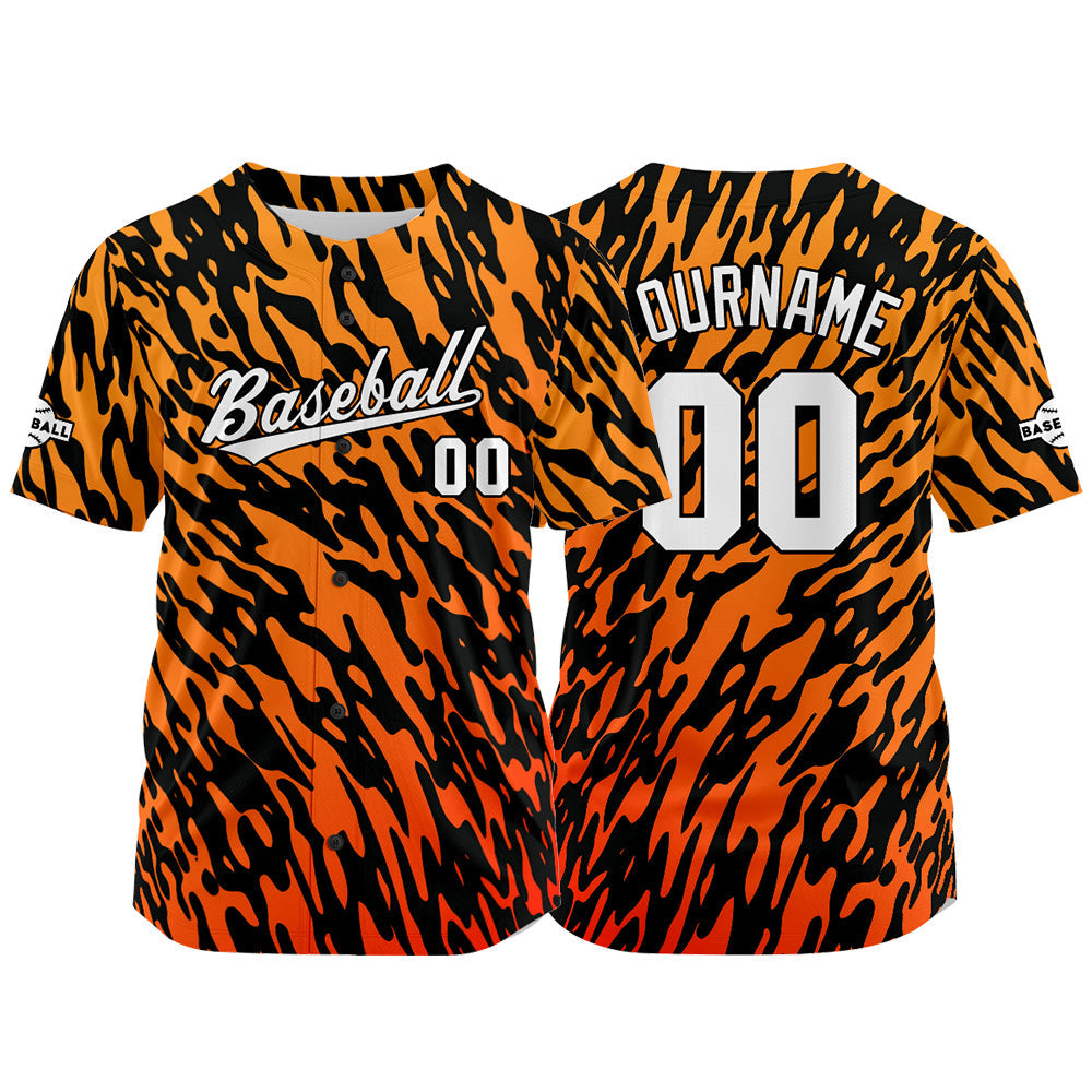Custom Full Print Design Baseball Jersey orange-black