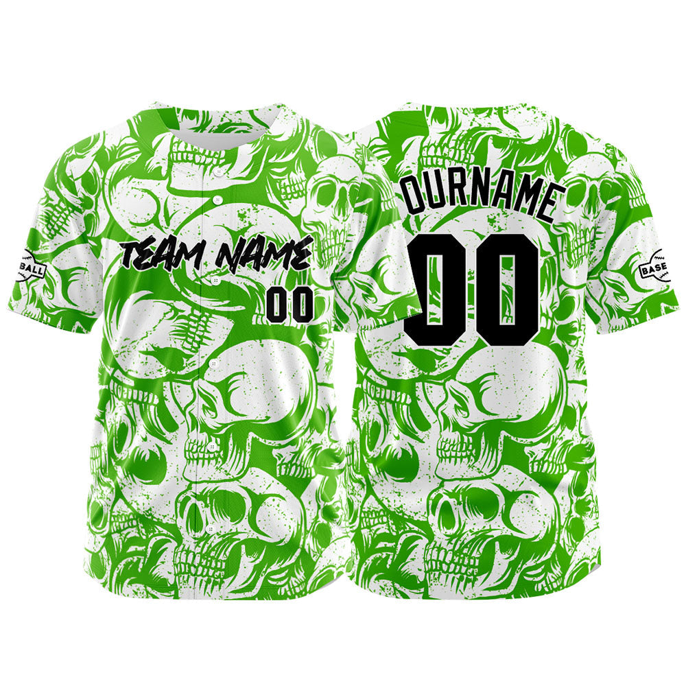 Custom Baseball Jersey Personalized Baseball Shirt for Men Women Kids Youth Teams Stitched and Print Green&White
