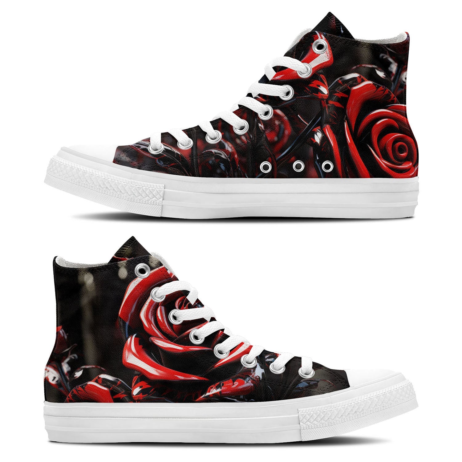 Canvas Elegance: Explore the Dark Beauty of Red Roses with Our Mid-Top Masterpieces